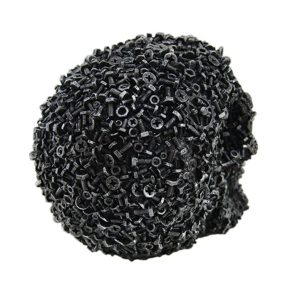 Scrap Head Steampunk Junk Pile Nuts & Bolts Covered Skull Statue 6 inch - Picture 3 of 4
